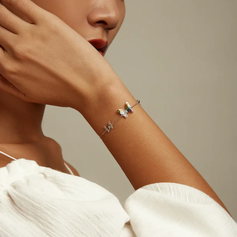 (imagine pentru) Bratara cu fluture stralucitor in stil Pandora - SCB228 - Vizualizare 7