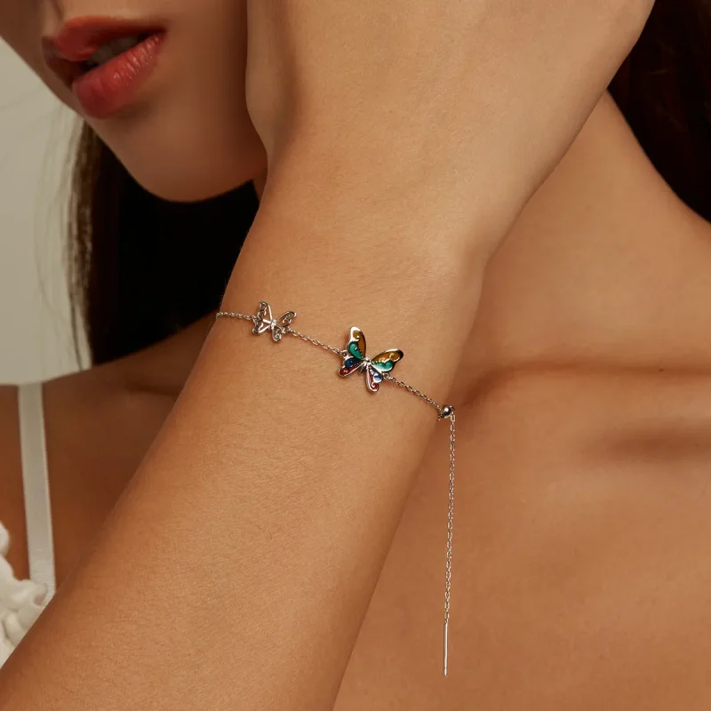 (imagine pentru) Bratara cu fluture stralucitor in stil Pandora - SCB228 - Vizualizare 8