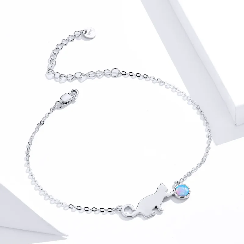 (imagine pentru) Bratara cu pisica cu opal stil Pandora - SCB175 - Vizualizare 4