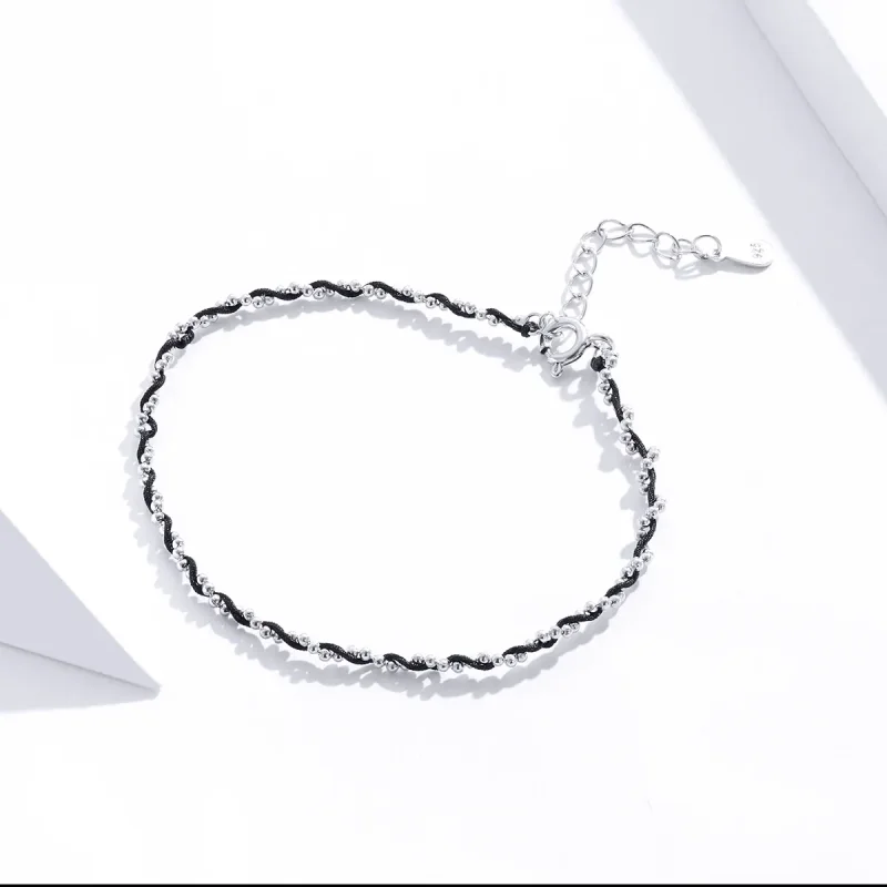 (imagine pentru) Bratara Tip Pandora din Cordon Coarda Neagră - SCB173-BK - Vizualizare 3