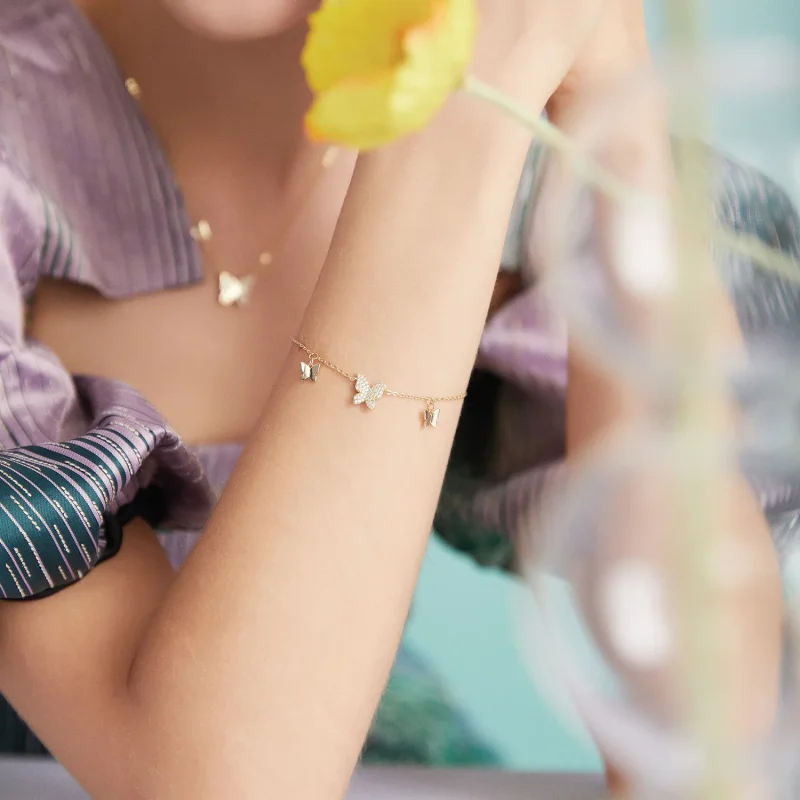 (imagine pentru) Pandora Style Butterfly Effect Bracelet - BSB064 - Vizualizare 4