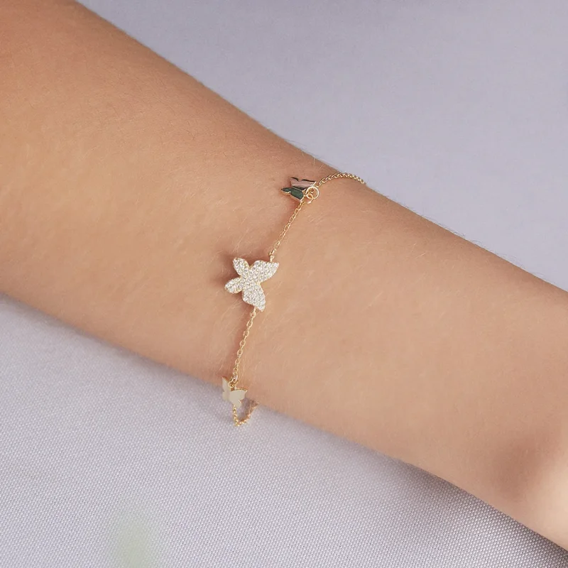 (imagine pentru) Pandora Style Butterfly Effect Bracelet - BSB064 - Vizualizare 5