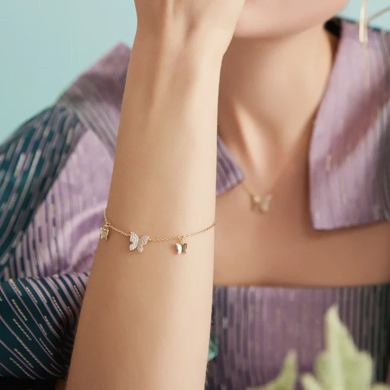 (imagine pentru) Pandora Style Butterfly Effect Bracelet - BSB064 - Vizualizare 6