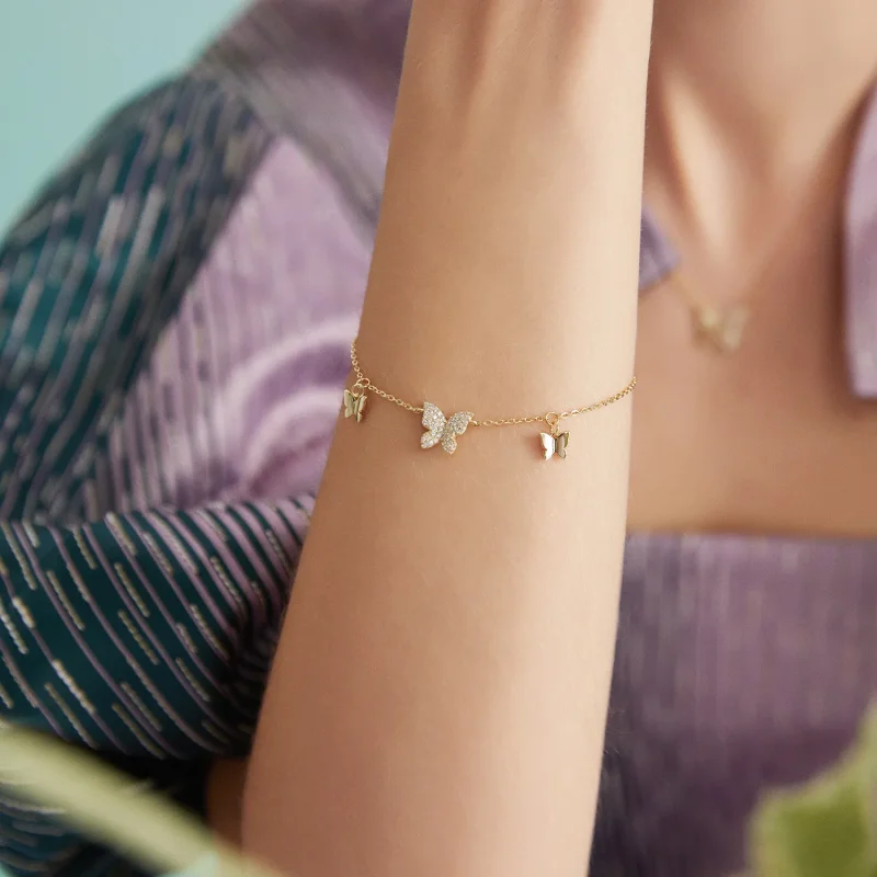 (imagine pentru) Pandora Style Butterfly Effect Bracelet - BSB064 - Vizualizare 7