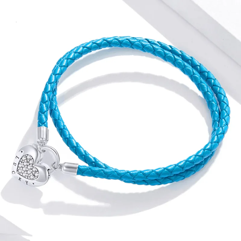 (imagine pentru) Pandora Style Heart Lock Leather Bracelet - SCB200 - Vizualizare 2