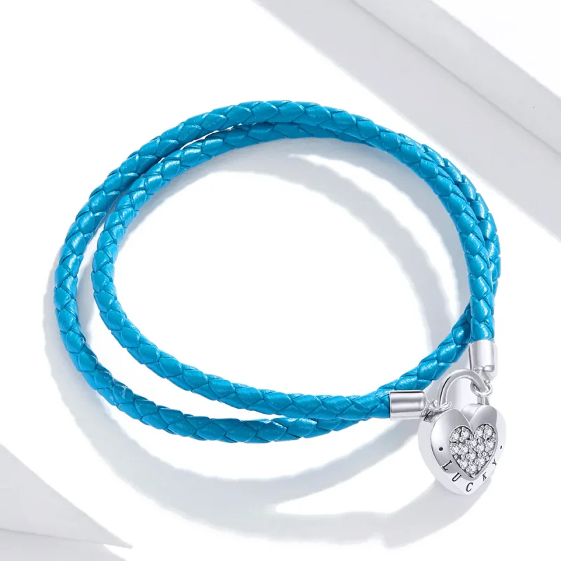 (imagine pentru) Pandora Style Heart Lock Leather Bracelet - SCB200 - Vizualizare 3