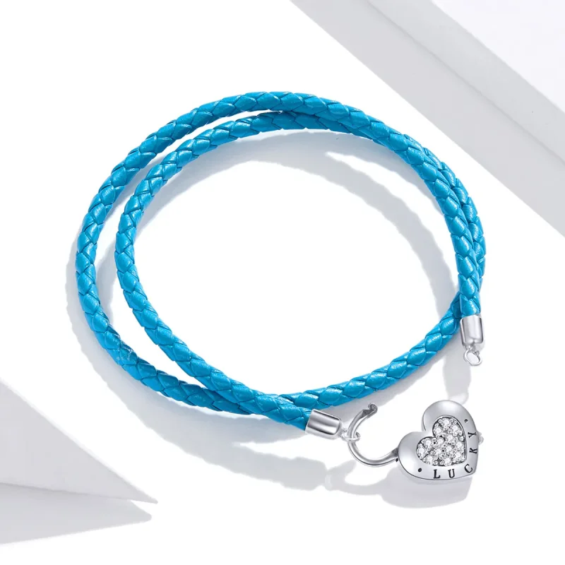 (imagine pentru) Pandora Style Heart Lock Leather Bracelet - SCB200 - Vizualizare 4