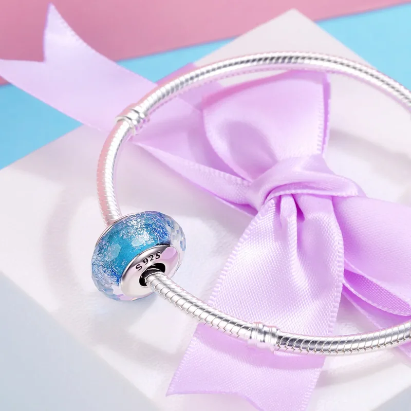 (imagine pentru) Bead Pandora de sticlă Murano albastră în stilul Pandora - SCZ054 - Vizualizare 4