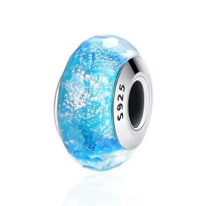 Bead Pandora de sticlă Murano albastră în stilul Pandora - SCZ054 (imagine pentru) Bead Pandora de sticlă Murano albastră în stilul Pandora - SCZ054