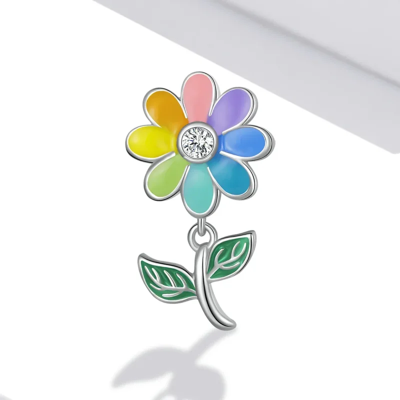 (imagine pentru) Bijuterie pandantiv stil Pandora cu floarea soarelui colorată - SCC2088 - Vizualizare 2