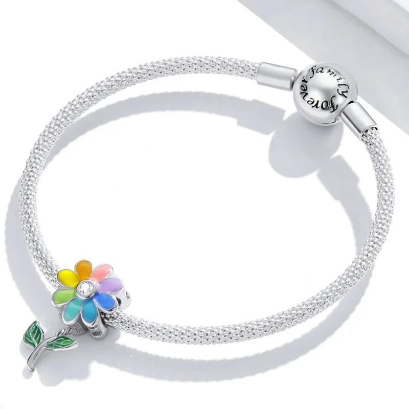 (imagine pentru) Bijuterie pandantiv stil Pandora cu floarea soarelui colorată - SCC2088 - Vizualizare 3