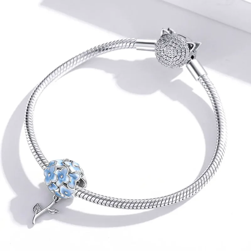 (imagine pentru) Bijuterie stil Pandora cu charm de hortensie - BSC392 - Vizualizare 3
