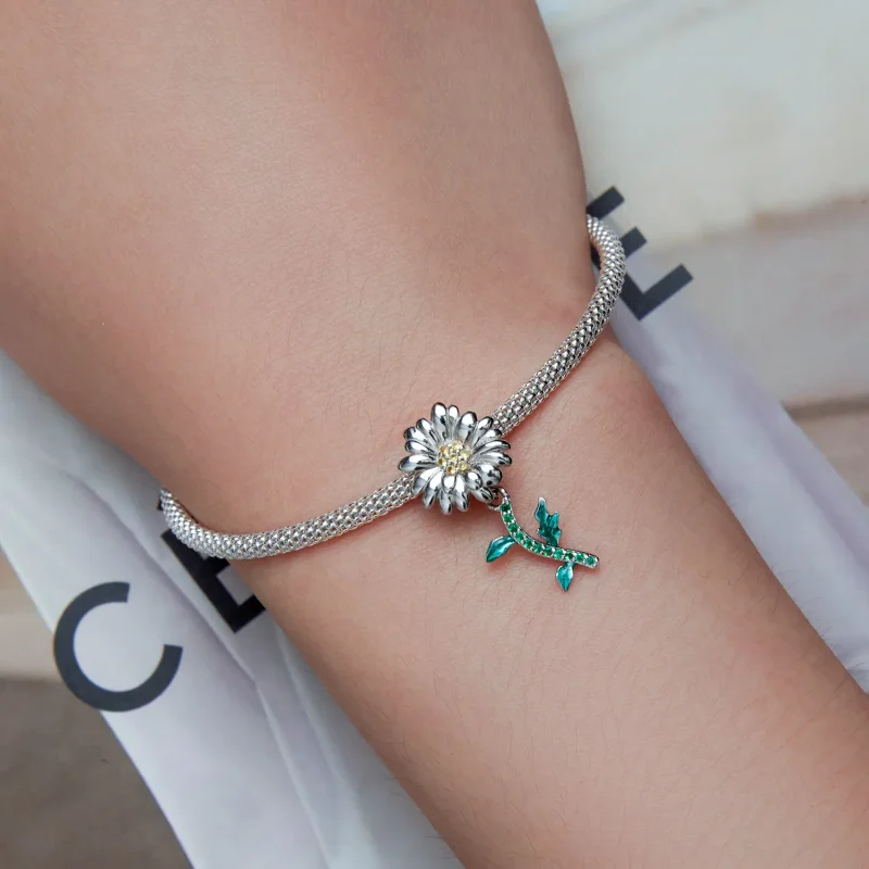 (imagine pentru) Breloc în stil Pandora cu floare de margaretă - BSC648 - Vizualizare 5