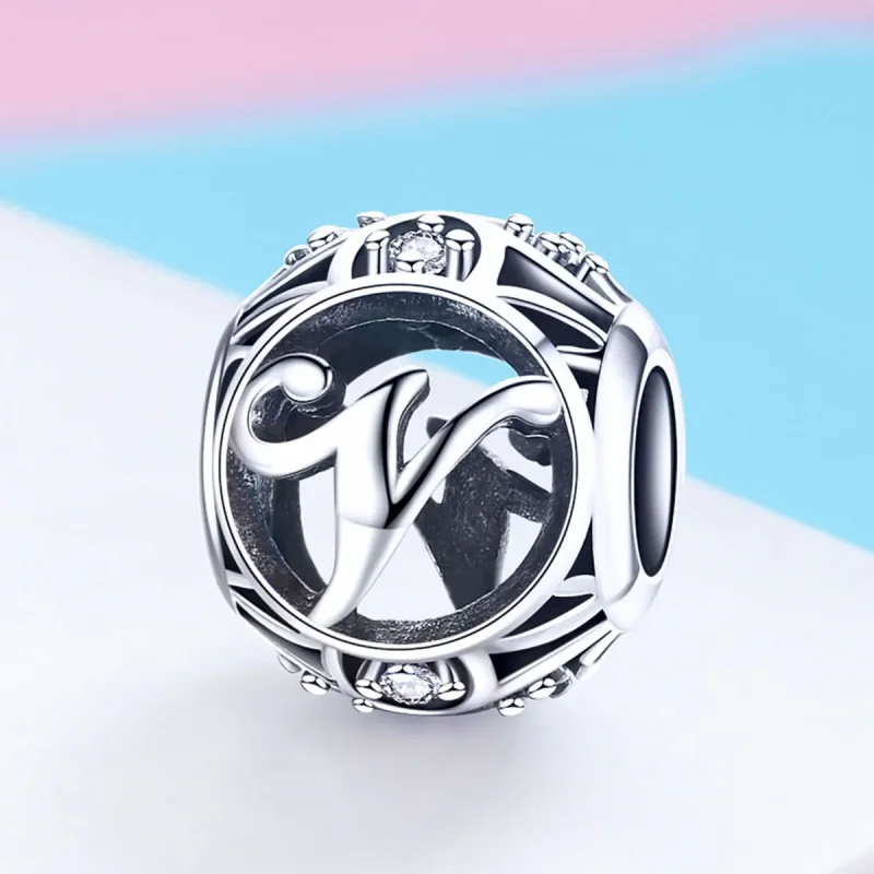 (imagine pentru) Breloc Pandora Style Letter-V - SCC738-V - Vizualizare 2