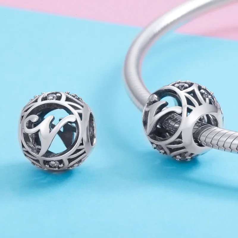 (imagine pentru) Breloc Pandora Style Letter-V - SCC738-V - Vizualizare 3