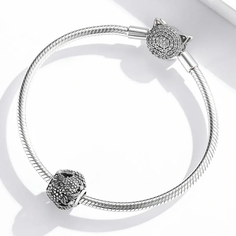 (imagine pentru) Charm cu modele florale în relief în stil Pandora - SCC2097 - Vizualizare 3