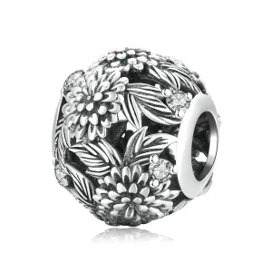 (imagine pentru) Charm cu modele florale în relief în stil Pandora - SCC2097