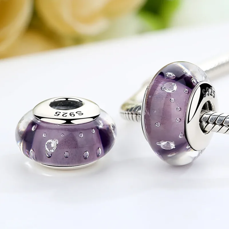 (imagine pentru) Charm din sticlă Murano mov în stil Pandora - SCZ001 - Vizualizare 3