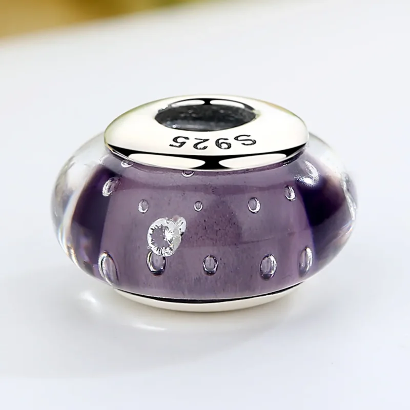 (imagine pentru) Charm din sticlă Murano mov în stil Pandora - SCZ001 - Vizualizare 4