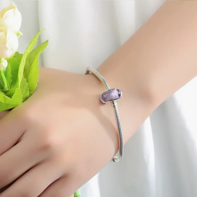 (imagine pentru) Charm din sticlă Murano mov în stil Pandora - SCZ001 - Vizualizare 6