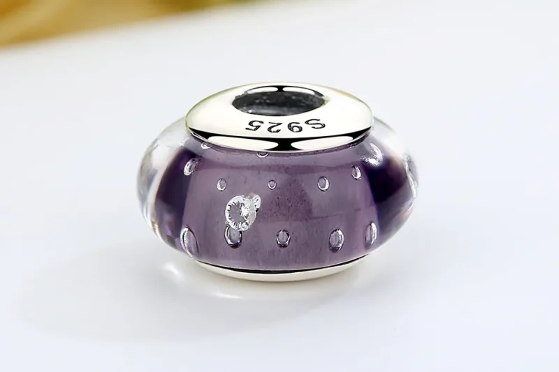 (imagine pentru) Charm din sticlă Murano mov în stil Pandora - SCZ001 - Vizualizare 8