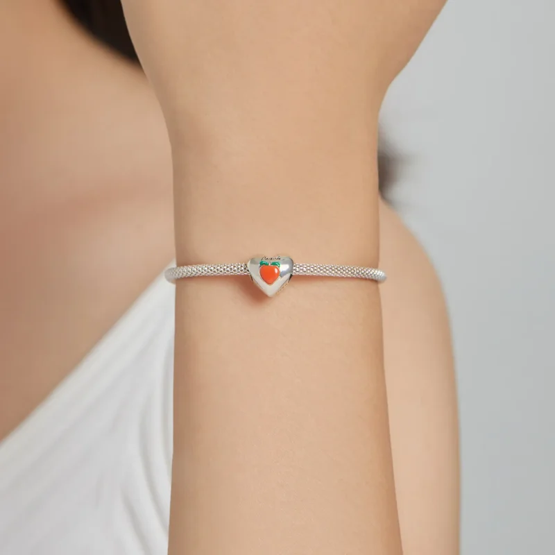 (imagine pentru) Charm în stil Pandora cu inimioară piersică - SCC1951 - Vizualizare 5