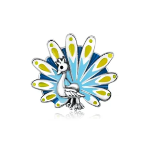 Charm în stilul Pandora cu păun albastru - SCC1644 (imagine pentru) Charm în stilul Pandora cu păun albastru - SCC1644
