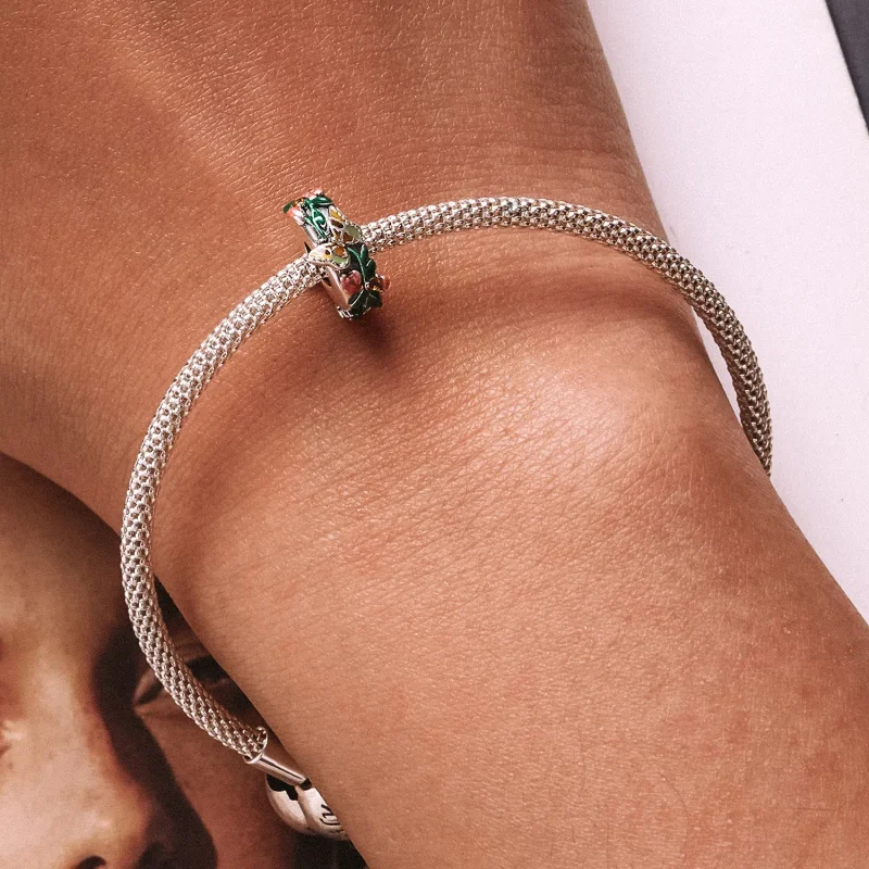 (imagine pentru) Charm pandantiv stil Pandora cu fluture și floare - SCC2251 - Vizualizare 6