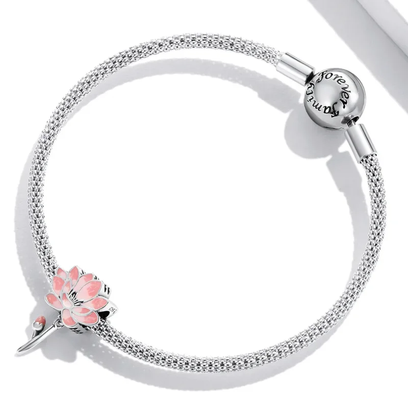 (imagine pentru) Charma în stil Pandora cu floare de lotus proaspătă - SCC2157 - Vizualizare 3