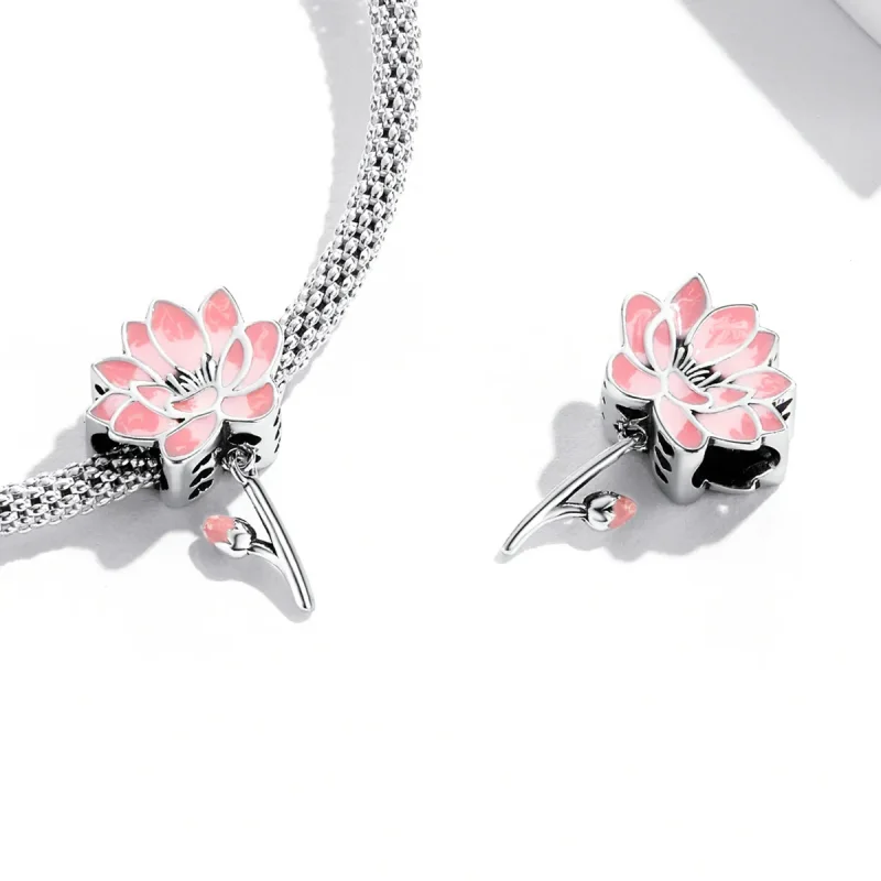(imagine pentru) Charma în stil Pandora cu floare de lotus proaspătă - SCC2157 - Vizualizare 4