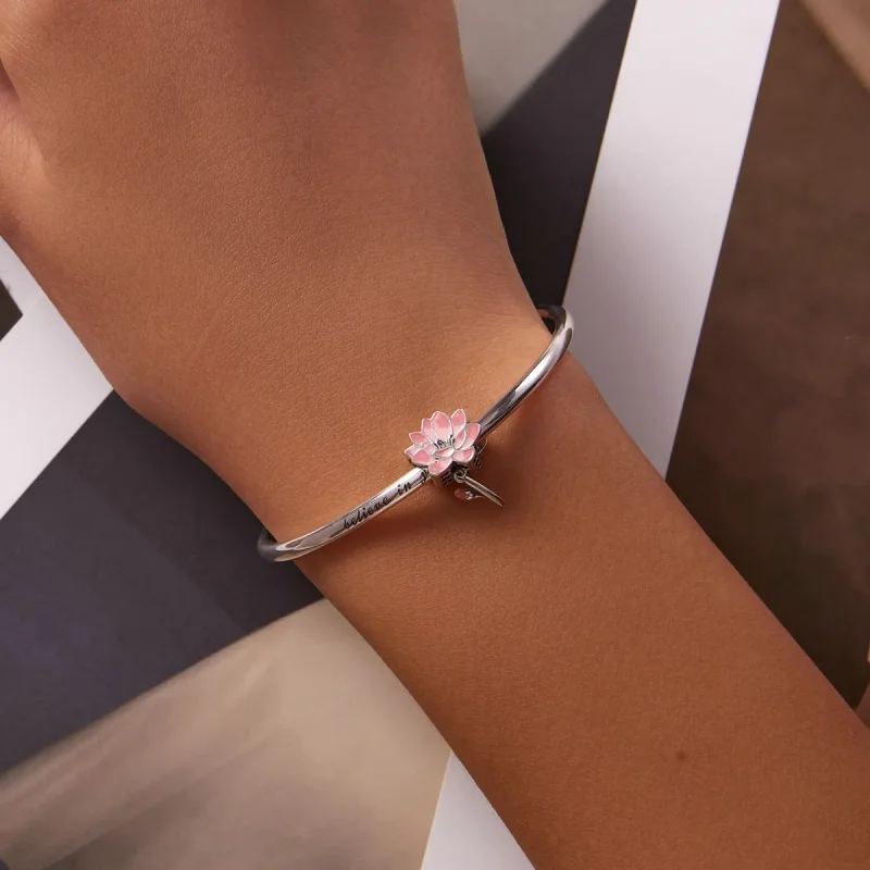 (imagine pentru) Charma în stil Pandora cu floare de lotus proaspătă - SCC2157 - Vizualizare 5