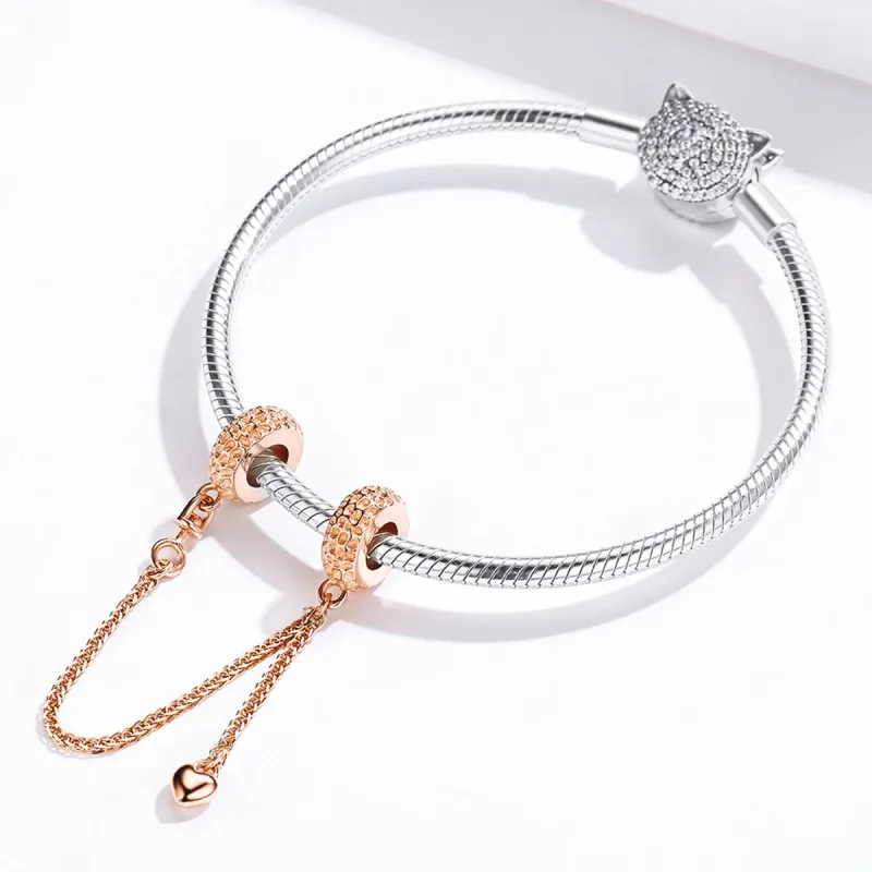 (imagine pentru) Lanț de siguranță Tip Pandora cu anvelopă mică din aur rose - SCC1112-C - Vizualizare 4