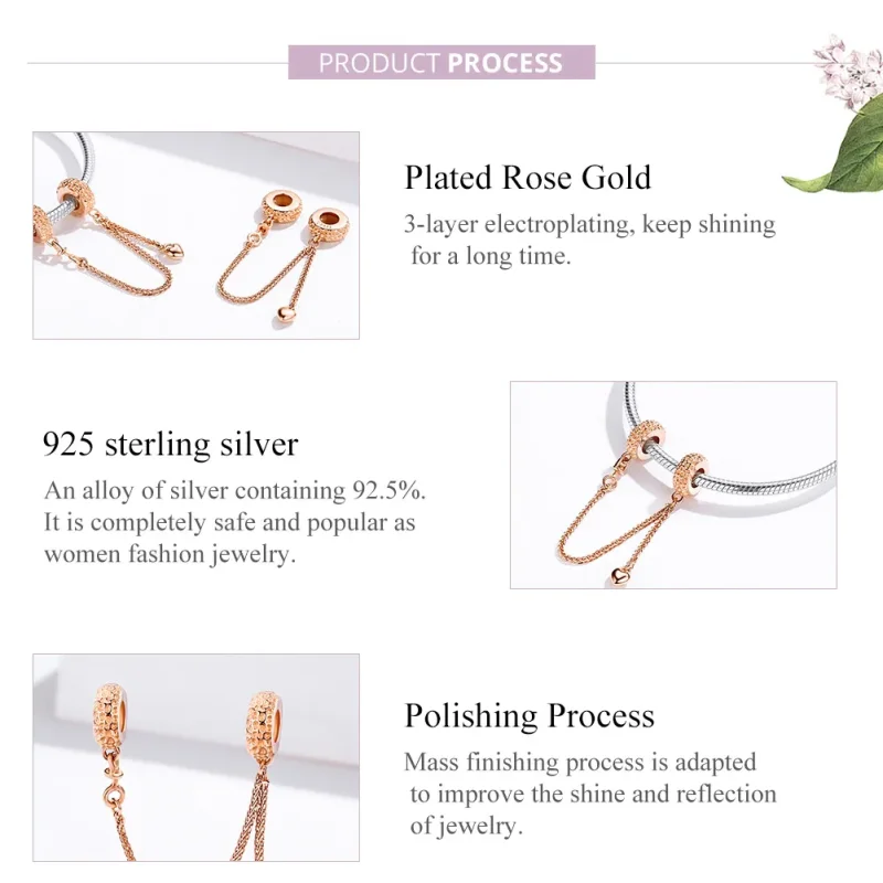 (imagine pentru) Lanț de siguranță Tip Pandora cu anvelopă mică din aur rose - SCC1112-C - Vizualizare 6