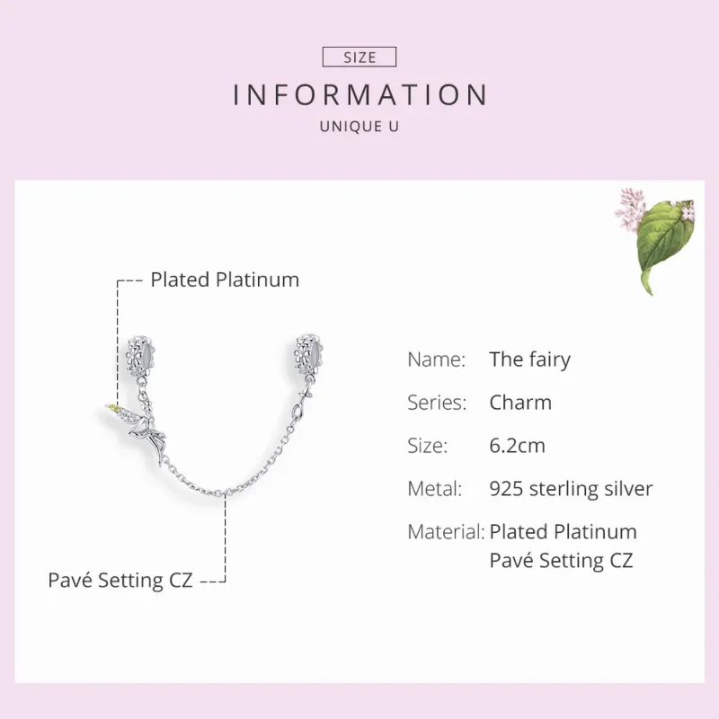 (imagine pentru) Lanț de siguranță Tip Pandora cu Floare Elf din argint - SCC1278 - Vizualizare 3