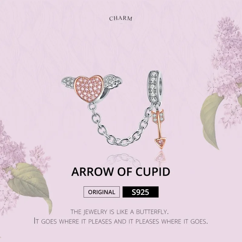 (imagine pentru) Lanț de siguranță Tip Pandora cu Săgeata lui Cupidon în două nuanțe - SCC1208 - Vizualizare 2