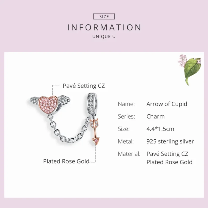(imagine pentru) Lanț de siguranță Tip Pandora cu Săgeata lui Cupidon în două nuanțe - SCC1208 - Vizualizare 3