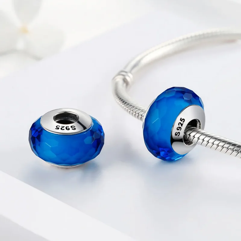(imagine pentru) Pandora Stil Albastru Băț Murano cu Chip de Mărgea - SCZ037 - Vizualizare 4