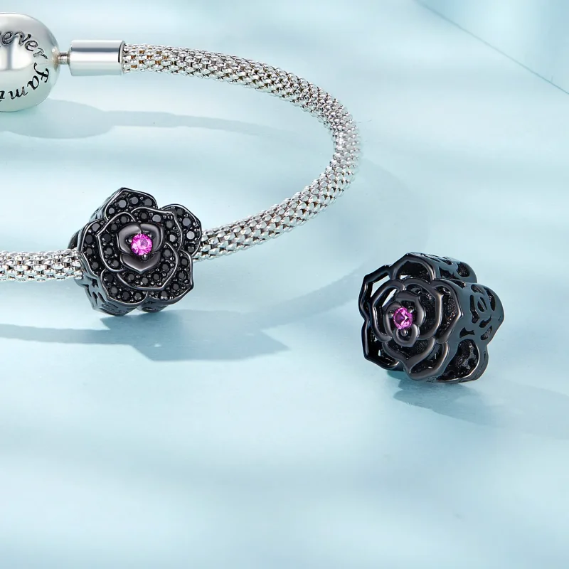 (imagine pentru) Pandora Stil Breloc Floare Neagră - SCC2380 - Vizualizare 4