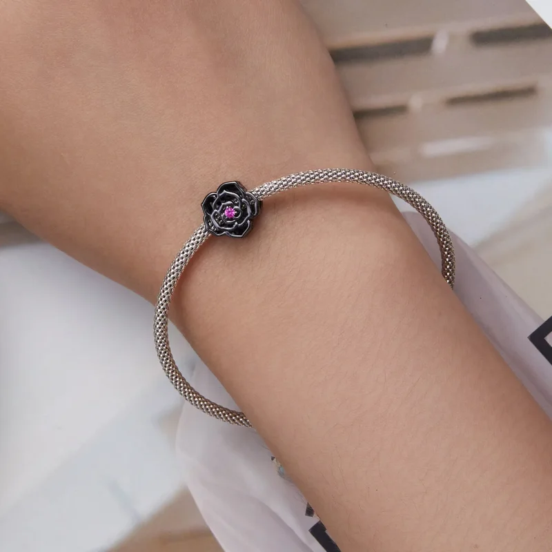 (imagine pentru) Pandora Stil Breloc Floare Neagră - SCC2380 - Vizualizare 6