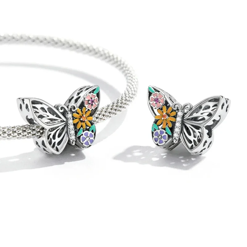 (imagine pentru) Pandora Stil Floare Fermecătoare Fluture - BSC588 - Vizualizare 3