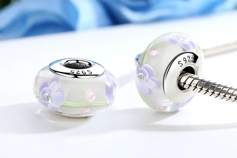 (imagine pentru) Pandora Stil Floarea Wisteria Pandantiv din Sticlă Murano - SCZ019 - Vizualizare 3