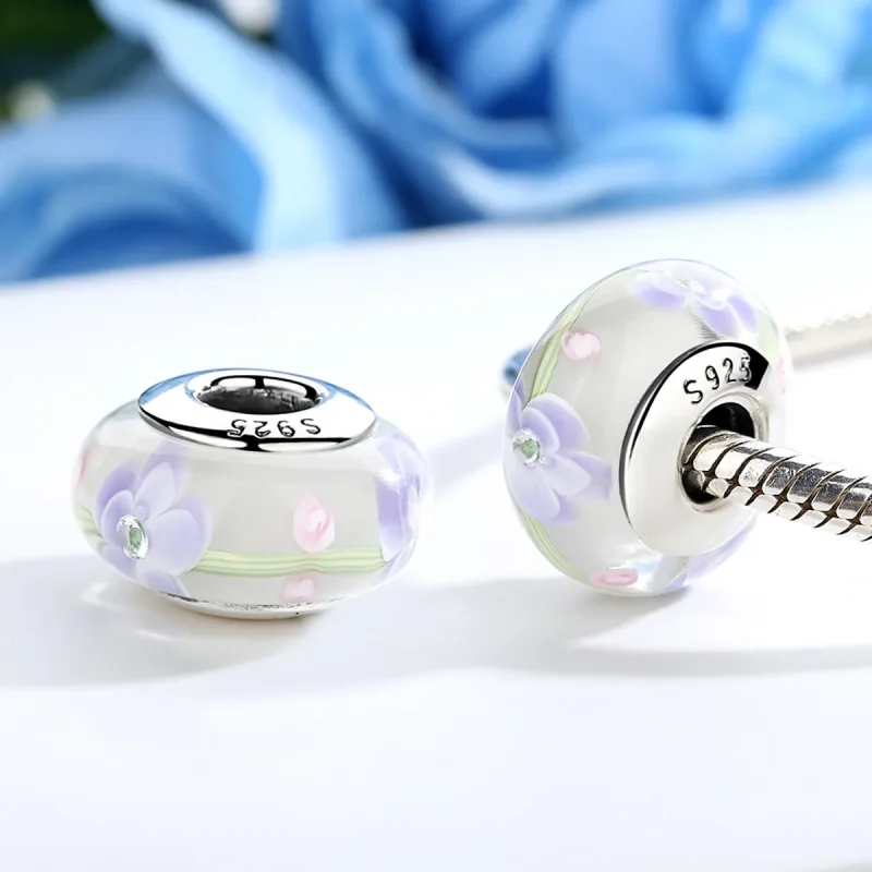 (imagine pentru) Pandora Stil Floarea Wisteria Pandantiv din Sticlă Murano - SCZ019 - Vizualizare 4