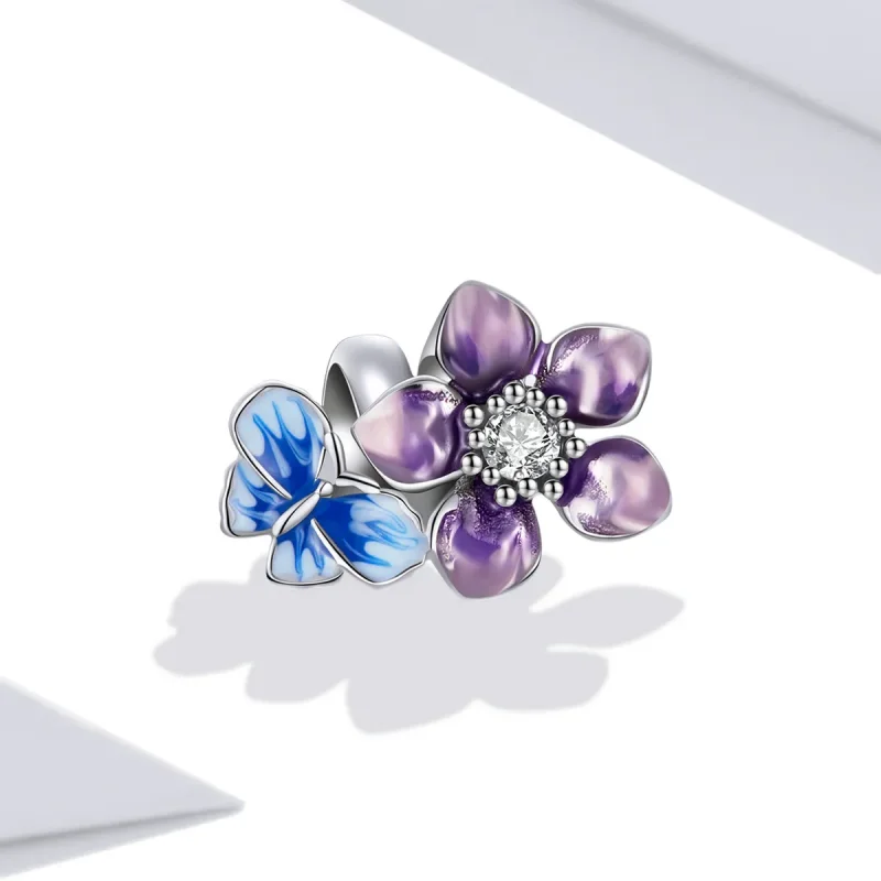 (imagine pentru) Pandora Stil Fluture Floare Charma - SCC2094 - Vizualizare 2