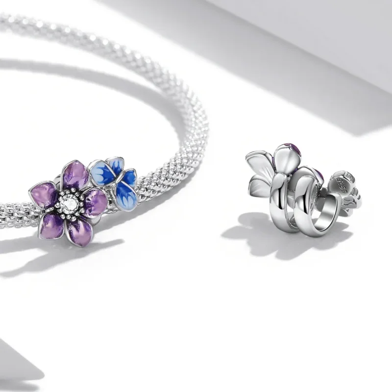 (imagine pentru) Pandora Stil Fluture Floare Charma - SCC2094 - Vizualizare 4