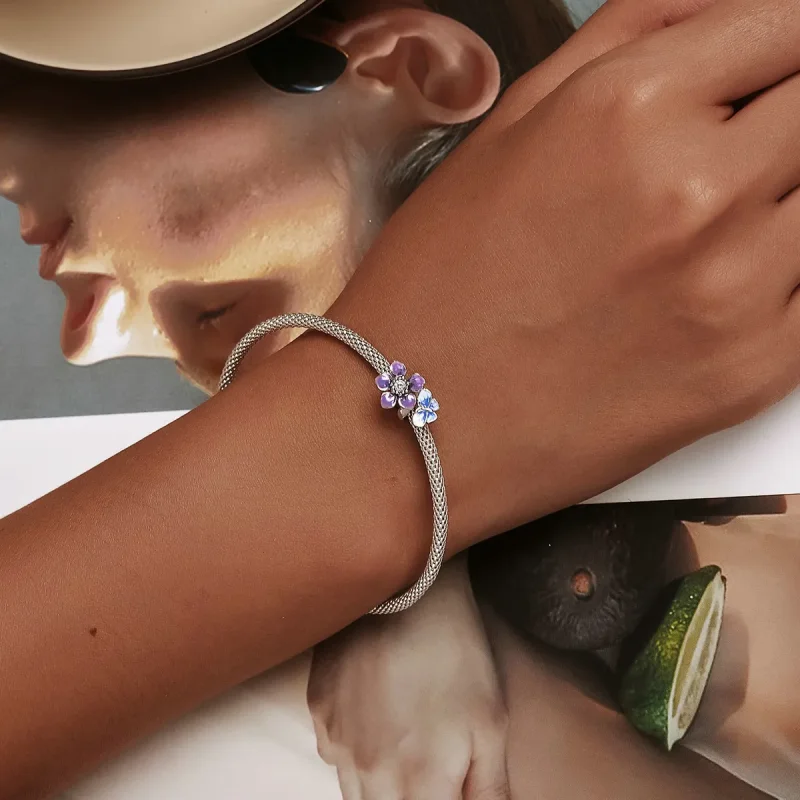 (imagine pentru) Pandora Stil Fluture Floare Charma - SCC2094 - Vizualizare 6