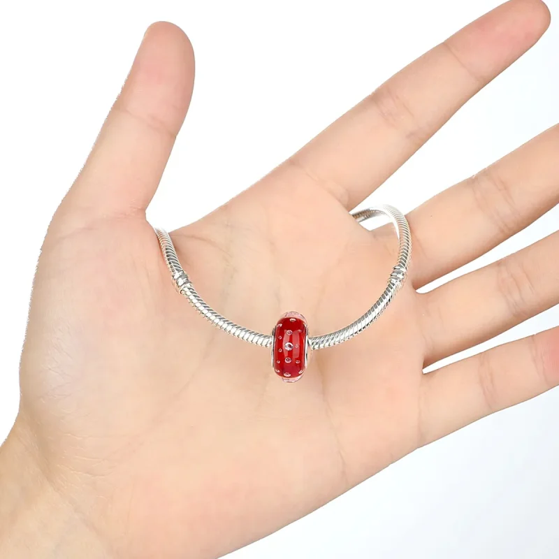(imagine pentru) Pandora Stil Roșu Charma din Sticlă Murano - SCZ027 - Vizualizare 5