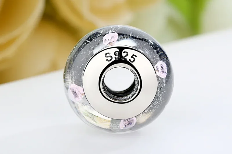 (imagine pentru) Pandora Stil Sticlă Murano Albă cu Pietre Roz Charm - SCZ004 - Vizualizare 9
