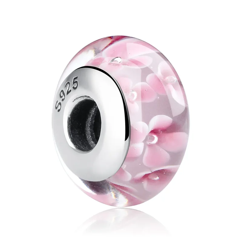 (imagine pentru) Pandora Stilul Cârlig de Sticlă Murano cu Flori Roz - SCZ008 - Vizualizare 2