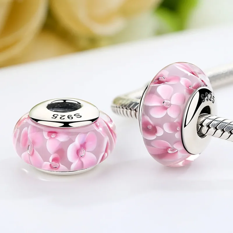 (imagine pentru) Pandora Stilul Cârlig de Sticlă Murano cu Flori Roz - SCZ008 - Vizualizare 3