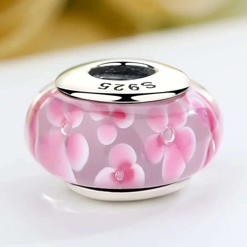 (imagine pentru) Pandora Stilul Cârlig de Sticlă Murano cu Flori Roz - SCZ008 - Vizualizare 4